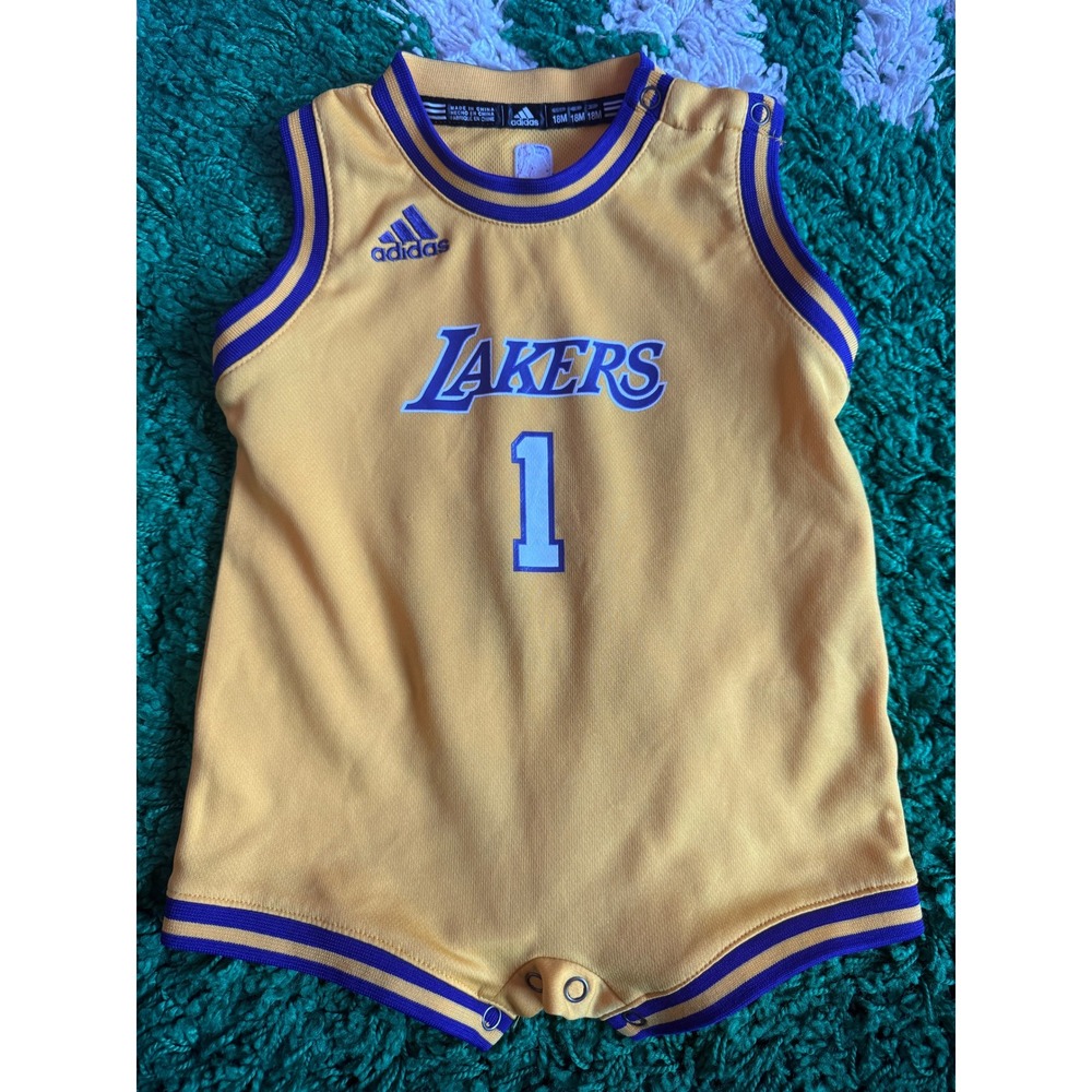 Adidas Los Angeles Lakers D'Angelo Russell 1 Jersey Romper Yellow 18M Baby